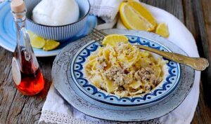 Reginette con Sgombro, Bufala, Limone e colatura di Alici di Cetara