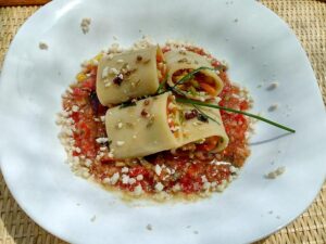 Paccheri ripieni di zucchine e peperoni