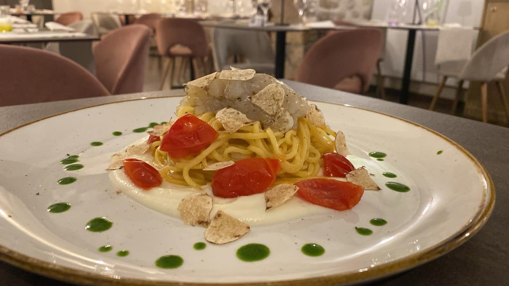 Tagliolini con mazzancolle e tartufo