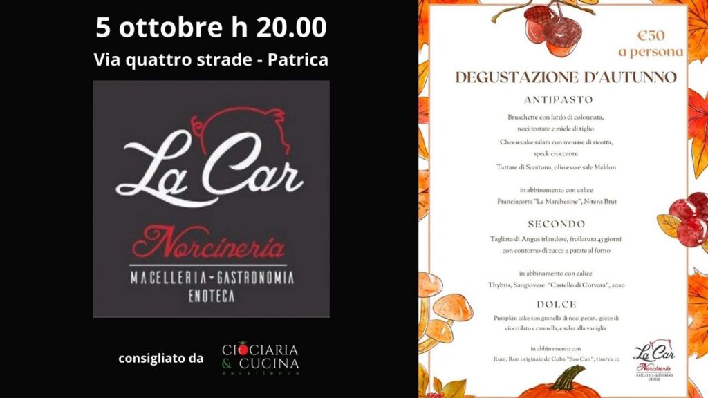 Vivi un'esperienza di gusto autunnale alla norcineria La Car di Patrica