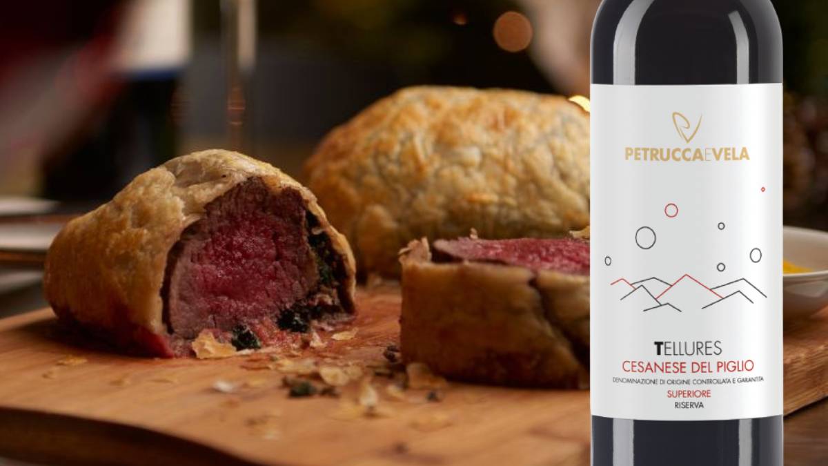 Filetto alla Wellington: abbinamento con Cesanese del Piglio DOCG Superiore Riserva "Tellures" di Petrucca e Vela