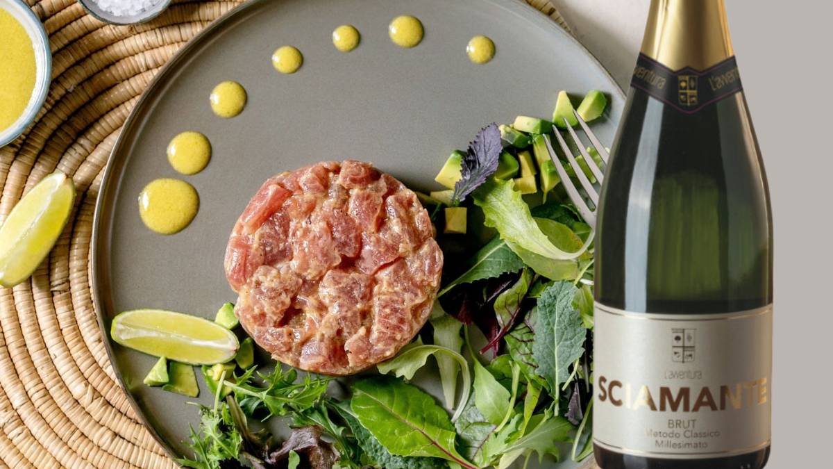 Tartare di tonno marinato con mango: abbinamento con Sciamante Rosé di L’Avventura