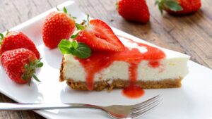 cheesecake bufala, fragole frescheCheesecake di bufala e fragole
