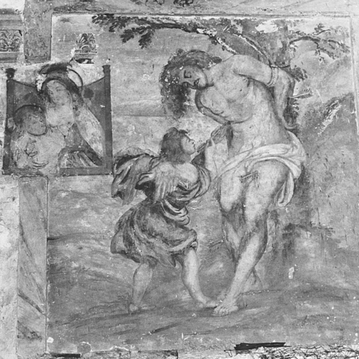 Arpino, S. Sebastiano consolato da un Angelo In alto a sinistra nel riquadro Madonna che allatta