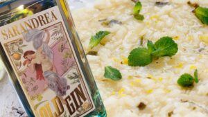 Risotto vegano aromatico con Old Gin Sarandrea