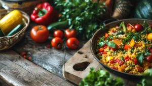 8 LUNEDI Cous cous estivo con peperoni, ceci, pomodorini e menta