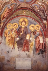 Anagni, Cattedrale, Cripta di S. Magno, Parete sottostante la Volta IV Secondo Maestro, Cristo tra Santi 